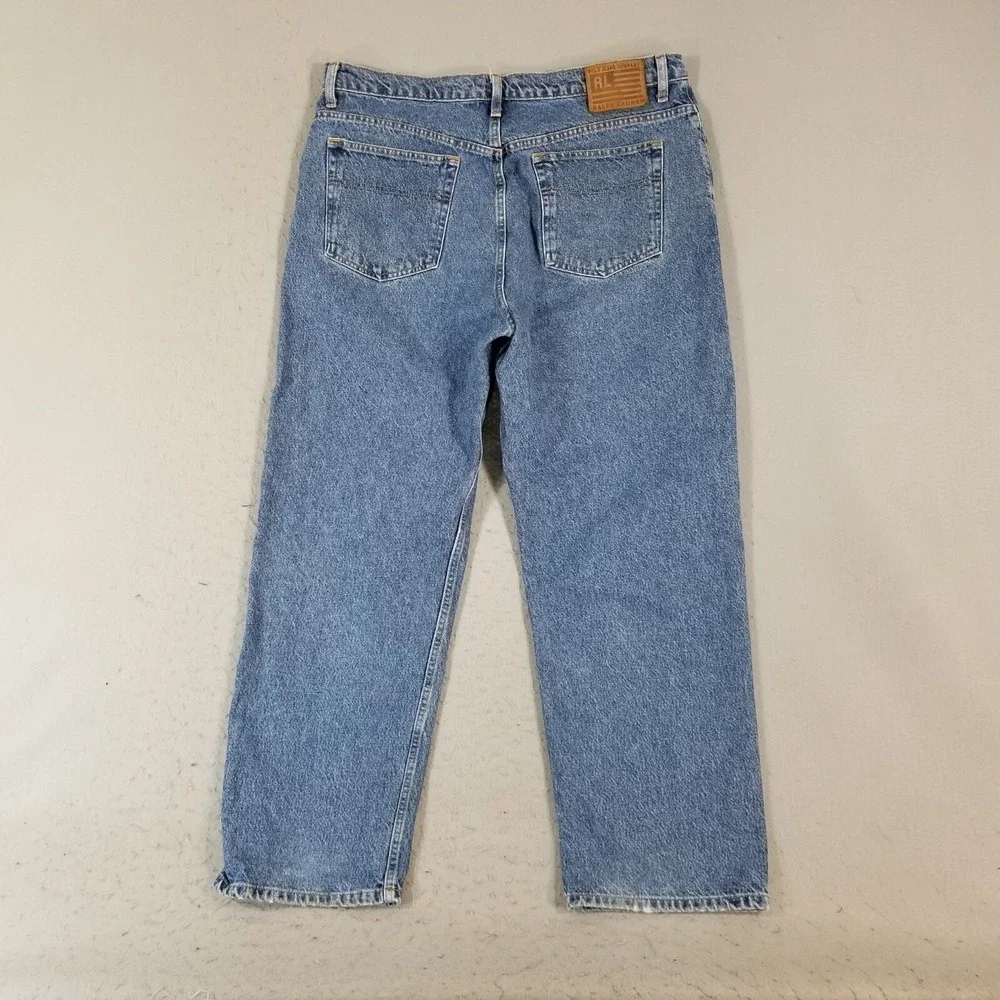 Polo Ralph Lauren jeans men's 38x30 relaxed loose fit blue denim pants retro